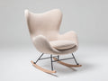 Mecedoras tapizadas 82 x 94 x 98 cm - beige claro y madera natural - respaldo envolvente y base curva