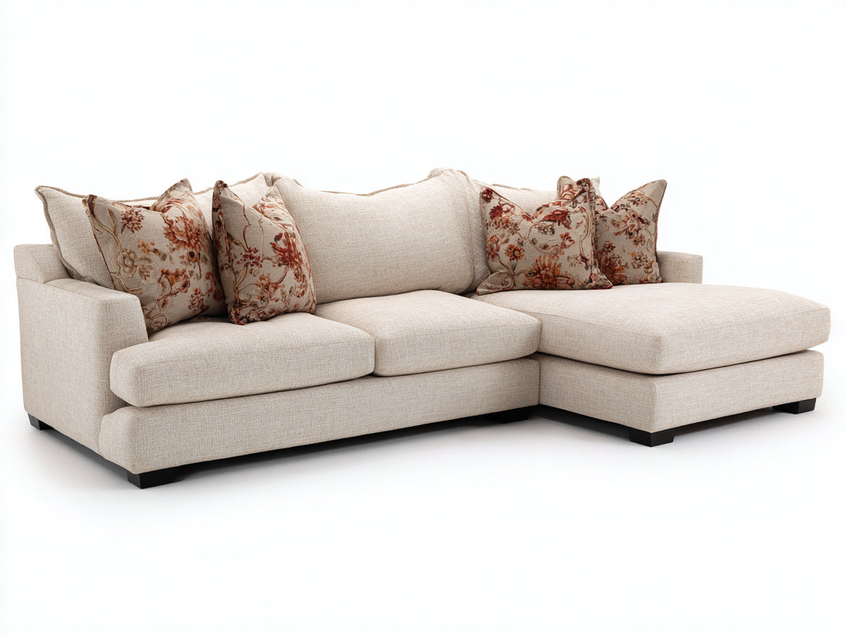 Sofás de esquina tapizados 275 x 170 x 88 cm - beige claro - diseño con chaise longue y asiento acolchado