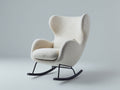 Mecedoras tapizadas 82 x 95 x 110 cm - Blanco crema y negro - Respaldo alto envolvente con base curva de balanceo