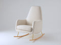 Mecedoras tapizadas 78 x 92 x 108 cm - Blanco crema y madera natural - Respaldo alto con base curva de balanceo