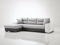 Sofás de esquina tapizado en tejido 275x170x88 cm - Gris claro gris oscuro blanco y natural - Diseño con chaise longue y respaldo acolchado