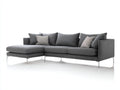 Sofás de esquina tapizado 280 x 175 x 82 cm - Gris oscuro y metal plateado - Chaise longue con diseño moderno elevado