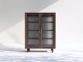 Vitrina de madera 110x40x150 cm - marrón oscuro y vidrio ahumado - 2 puertas con 4 baldas interiores