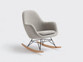 Mecedora tapizada en tejido bouclé 76x90x94 cm - Gris negro y natural - Respaldo alto y patines de madera