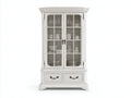 Vitrina de madera y vidrio 105 x 45 x 190 cm - blanco envejecido - 2 puertas y 2 cajones