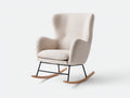 Mecedoras tapizada en tejido bouclé 78 x 92 x 105 cm - crema - respaldo alto y base de madera