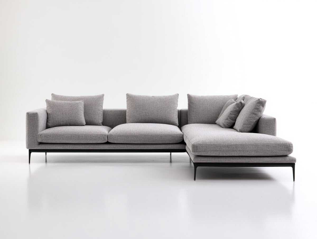 Sofás de esquina tapizado en tejido 290 x 205 x 82 cm - gris claro - diseño contemporáneo con chaise longue