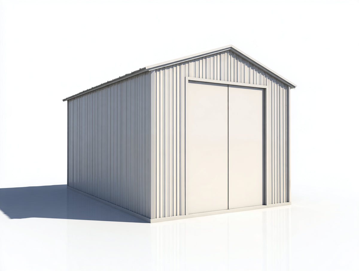 Casetas de jardín de acero galvanizado 240x180x210 cm - gris claro - techo a dos aguas con doble puerta