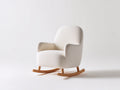 Mecedoras tapizada en tejido bouclé 76x85x96 cm - blanco crema - base de madera curvada