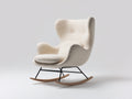 Mecedoras tapizada en tejido bouclé 82 x 96 x 108 cm - crema - respaldo alto y patines de madera